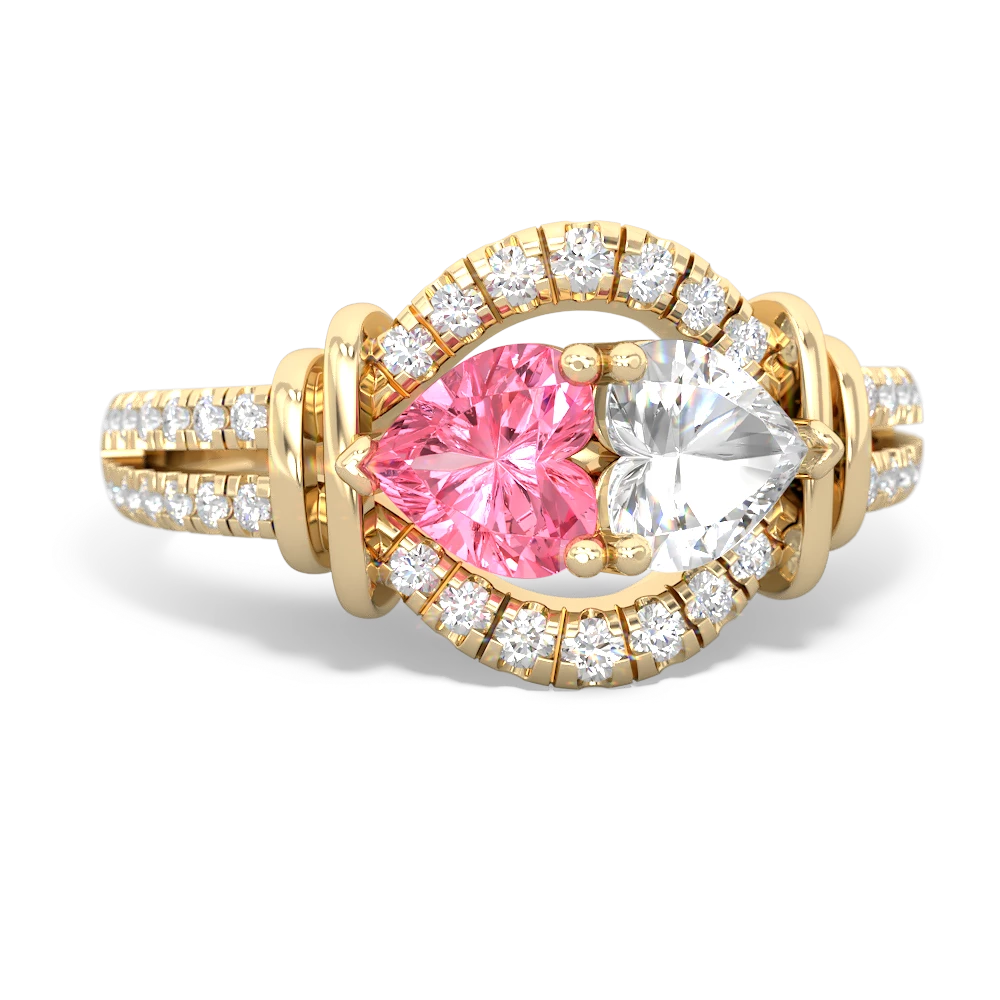 Lab Pink Sapphire Art-Deco Keepsake 14K Yellow Gold ring R5630