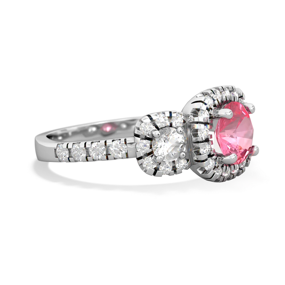 Lab Pink Sapphire Regal Halo 14K White Gold ring R5350