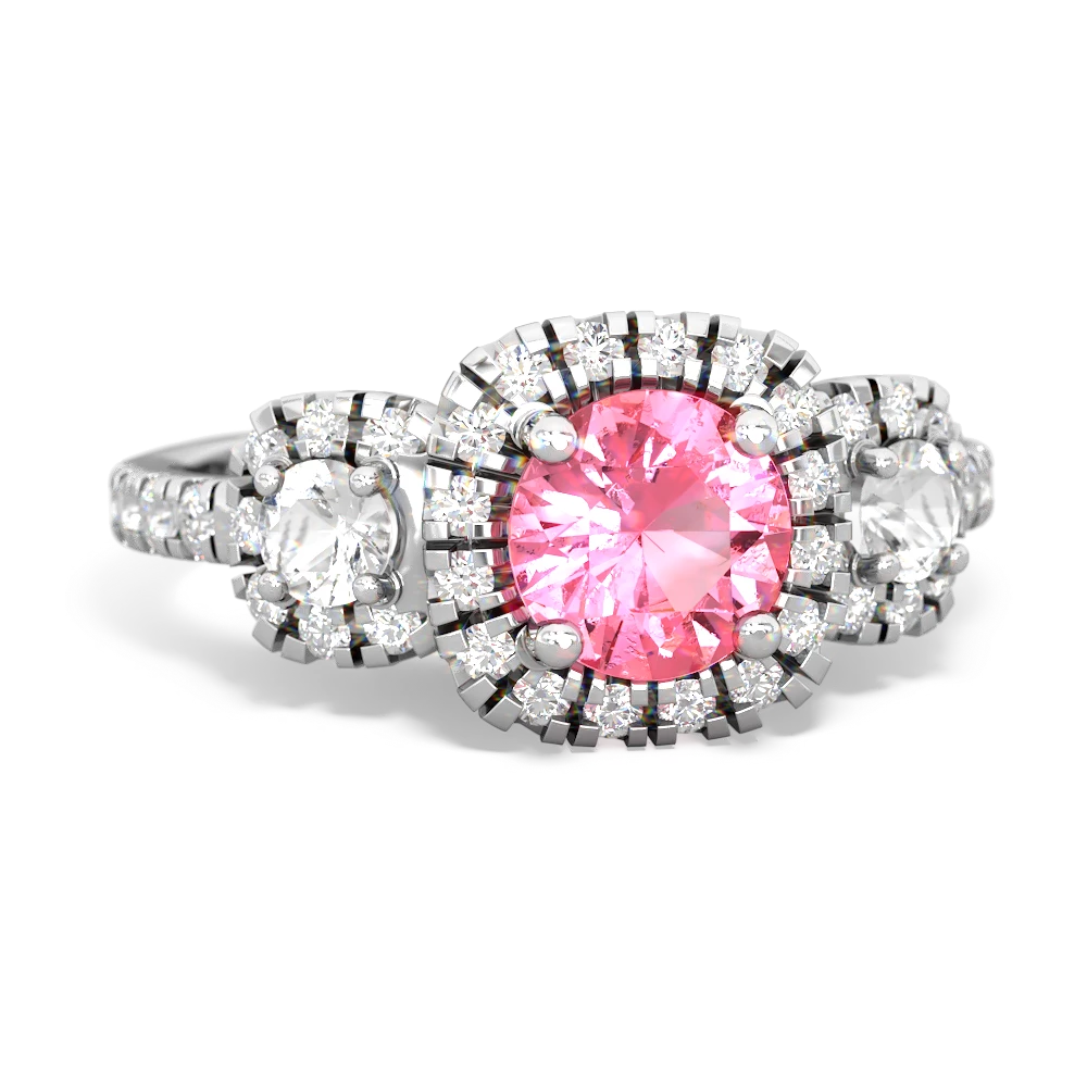 Lab Pink Sapphire Regal Halo 14K White Gold ring R5350