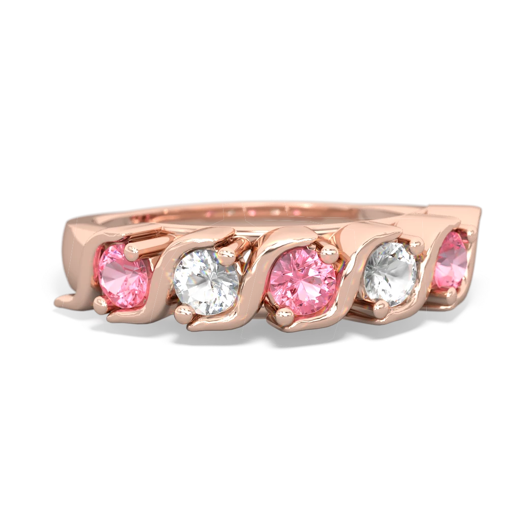 Lab Pink Sapphire Anniversary Band 14K Rose Gold ring R2089