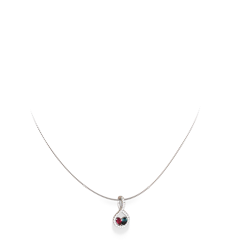 Ruby Pave Twist 'One Heart' 14K White Gold pendant P5360