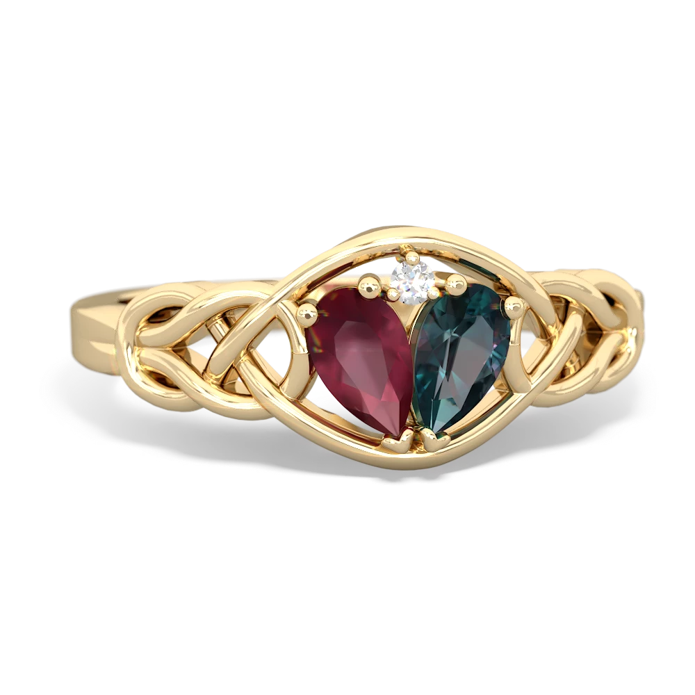 Ruby Celtic Love Knot 14K Yellow Gold ring R5420