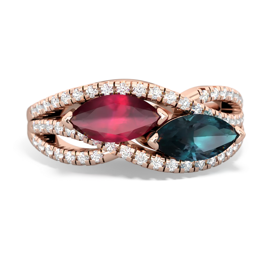 Ruby Diamond Rivers 14K Rose Gold ring R3070