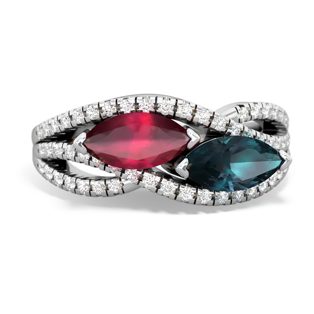 Ruby Diamond Rivers 14K White Gold ring R3070