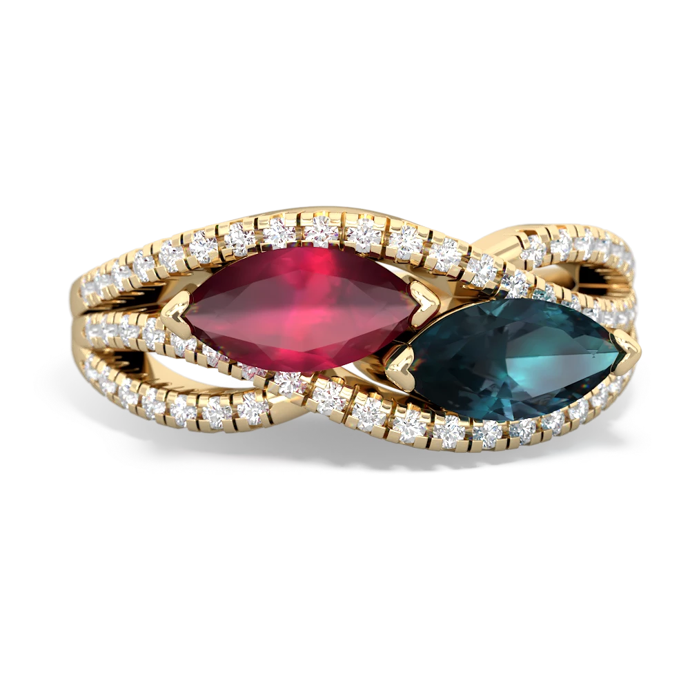 Ruby Diamond Rivers 14K Yellow Gold ring R3070