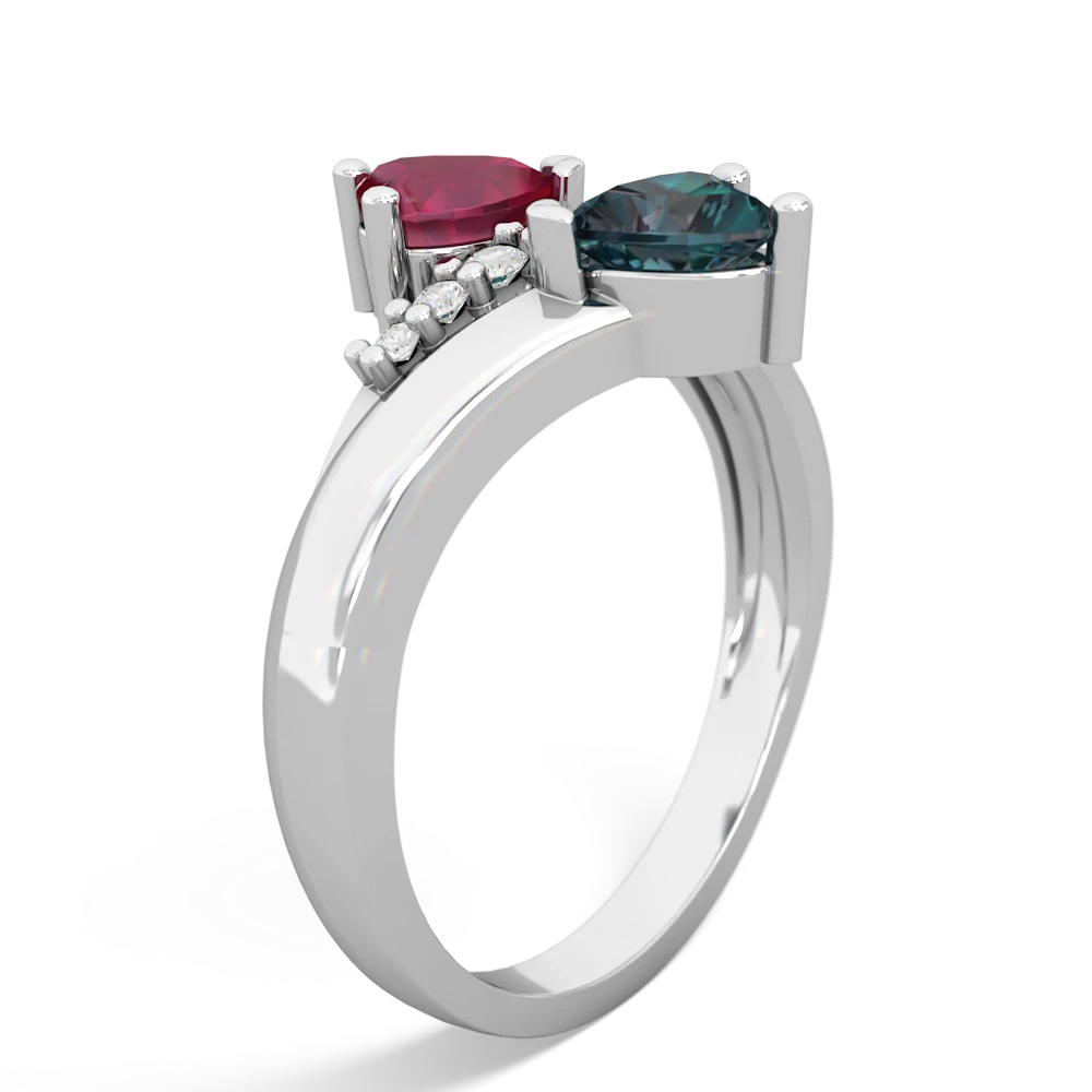 Ruby Heart To Heart 14K White Gold ring R2064