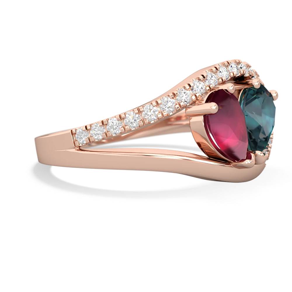 Ruby Nestled Heart Keepsake 14K Rose Gold ring R5650