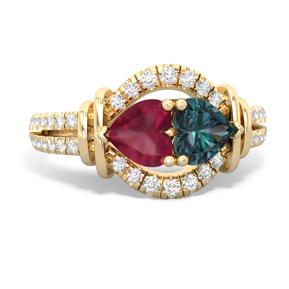 Ruby Art-Deco Keepsake 14K Yellow Gold ring R5630