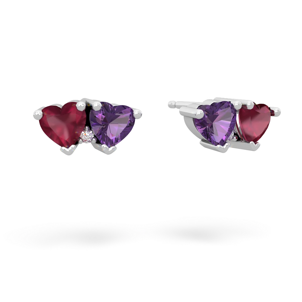 Ruby Sweethearts 14K White Gold earrings E5260