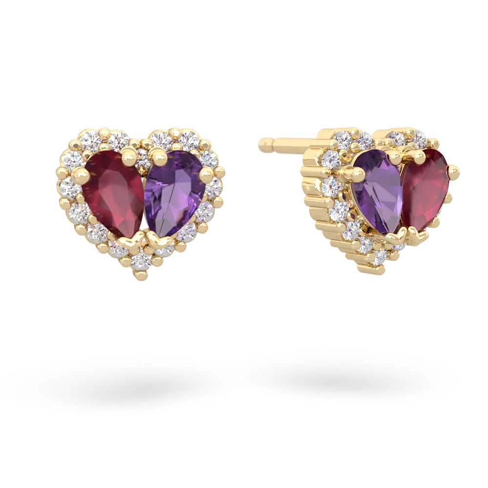 Ruby Halo 14K Yellow Gold earrings E7008