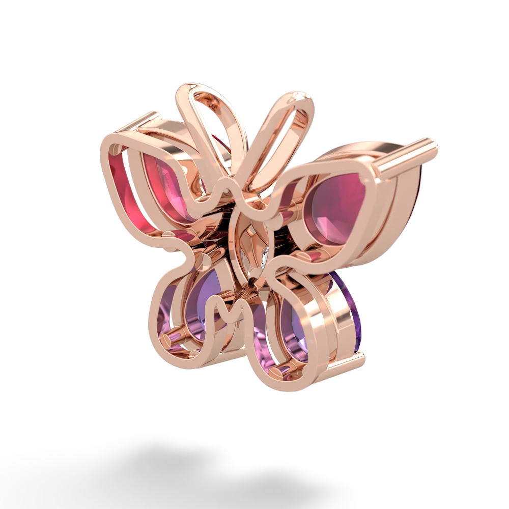 Ruby Butterfly 14K Rose Gold pendant P2215