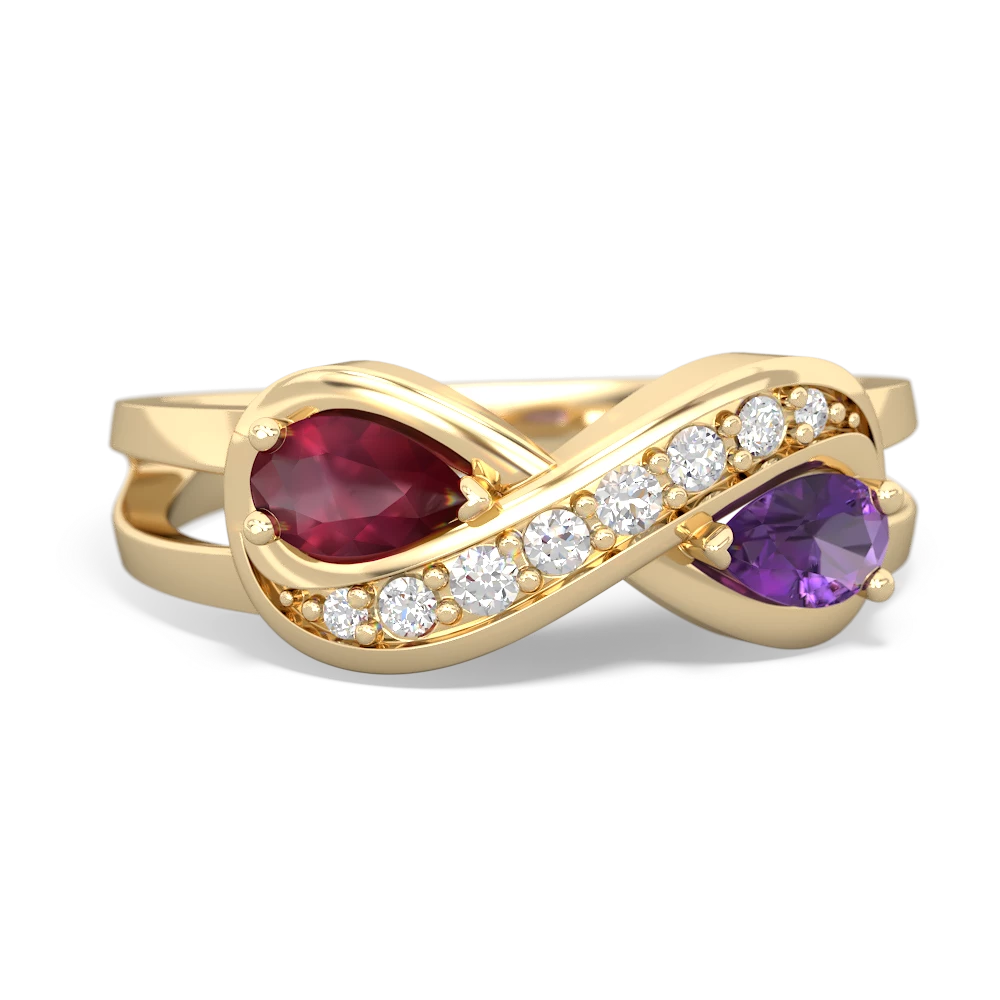 Ruby Diamond Infinity 14K Yellow Gold ring R5390