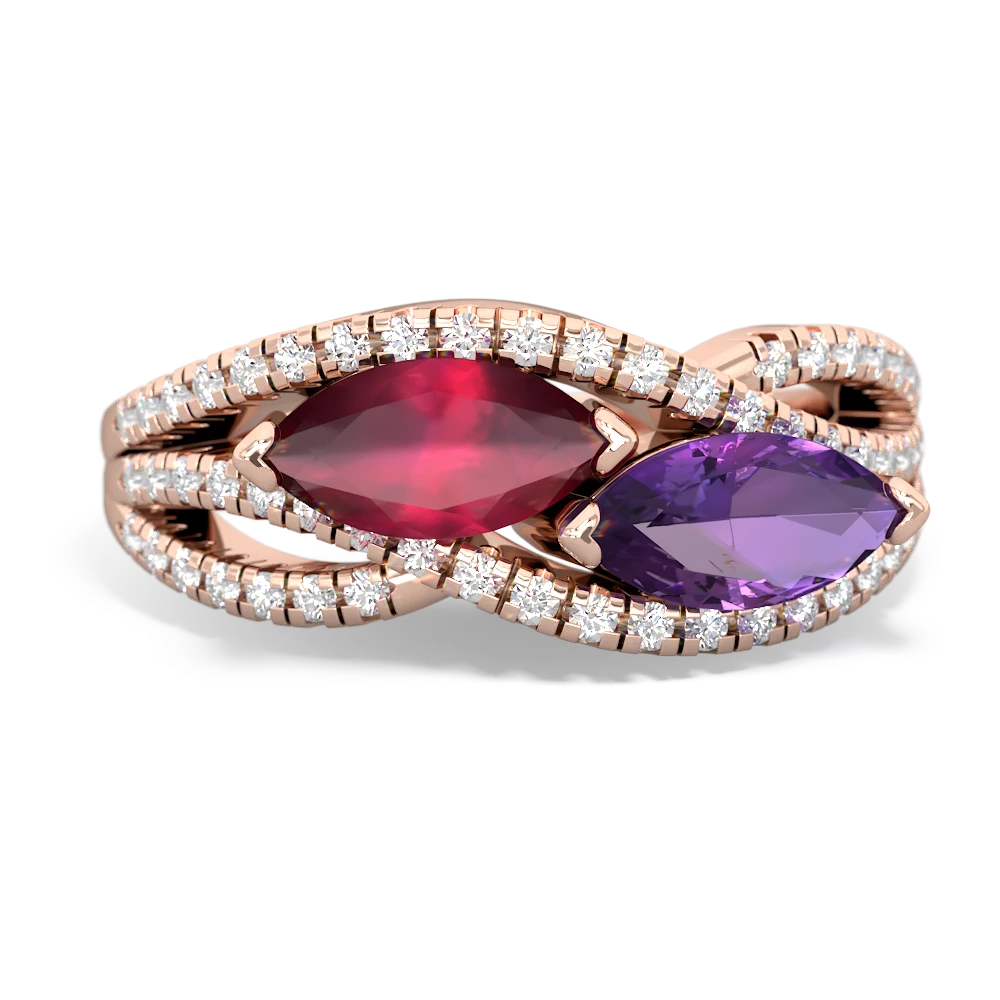 Ruby Diamond Rivers 14K Rose Gold ring R3070