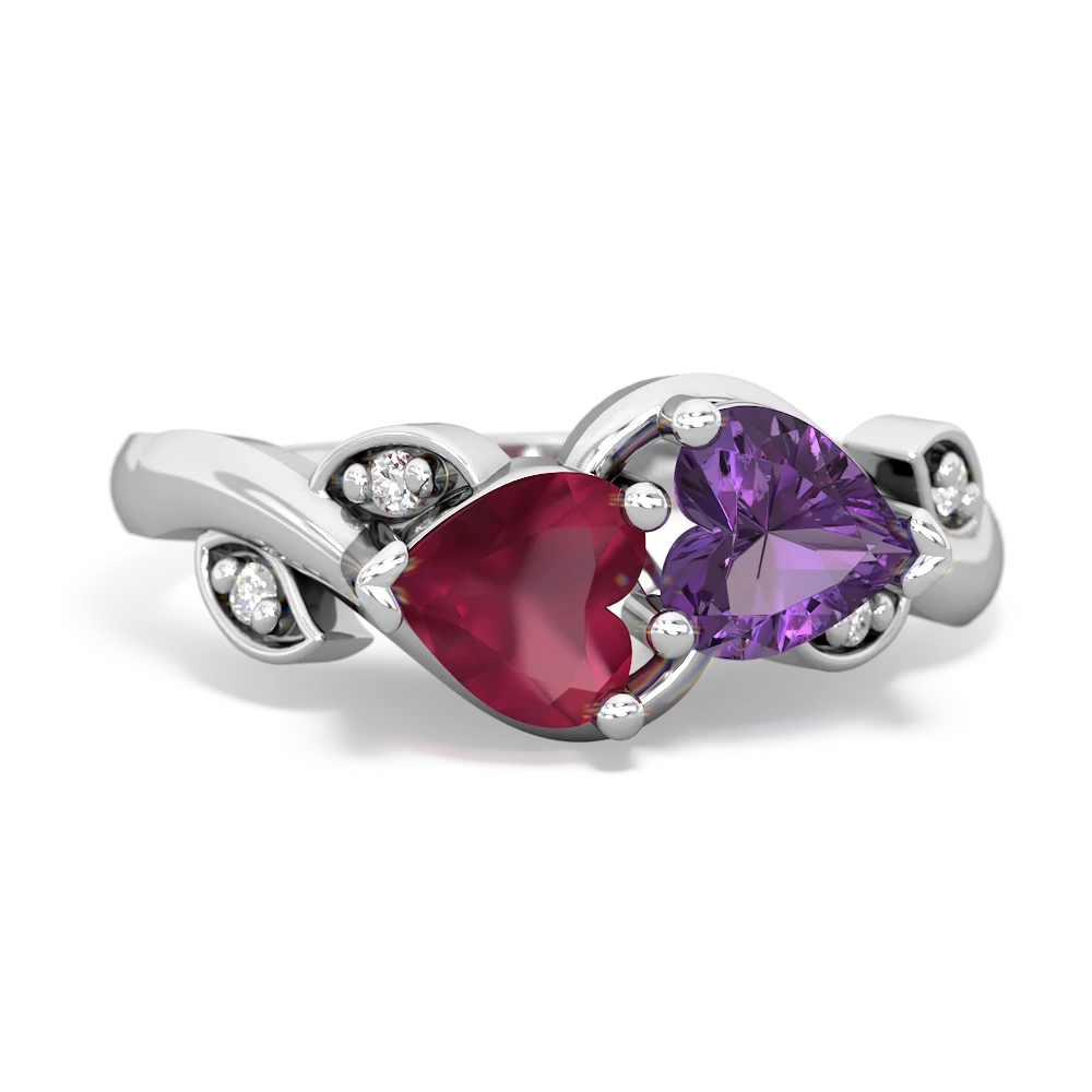 Ruby Floral Elegance 14K White Gold ring R5790