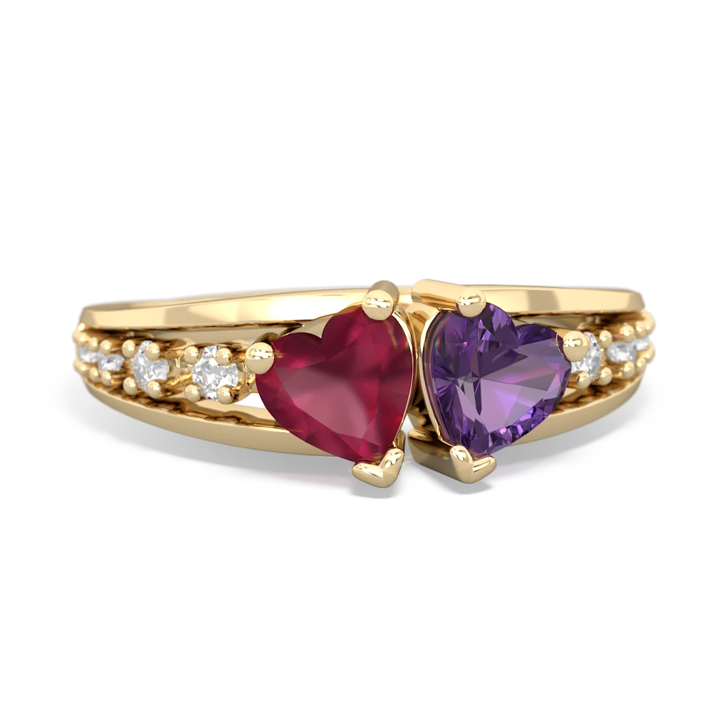 Ruby Heart To Heart 14K Yellow Gold ring R3342