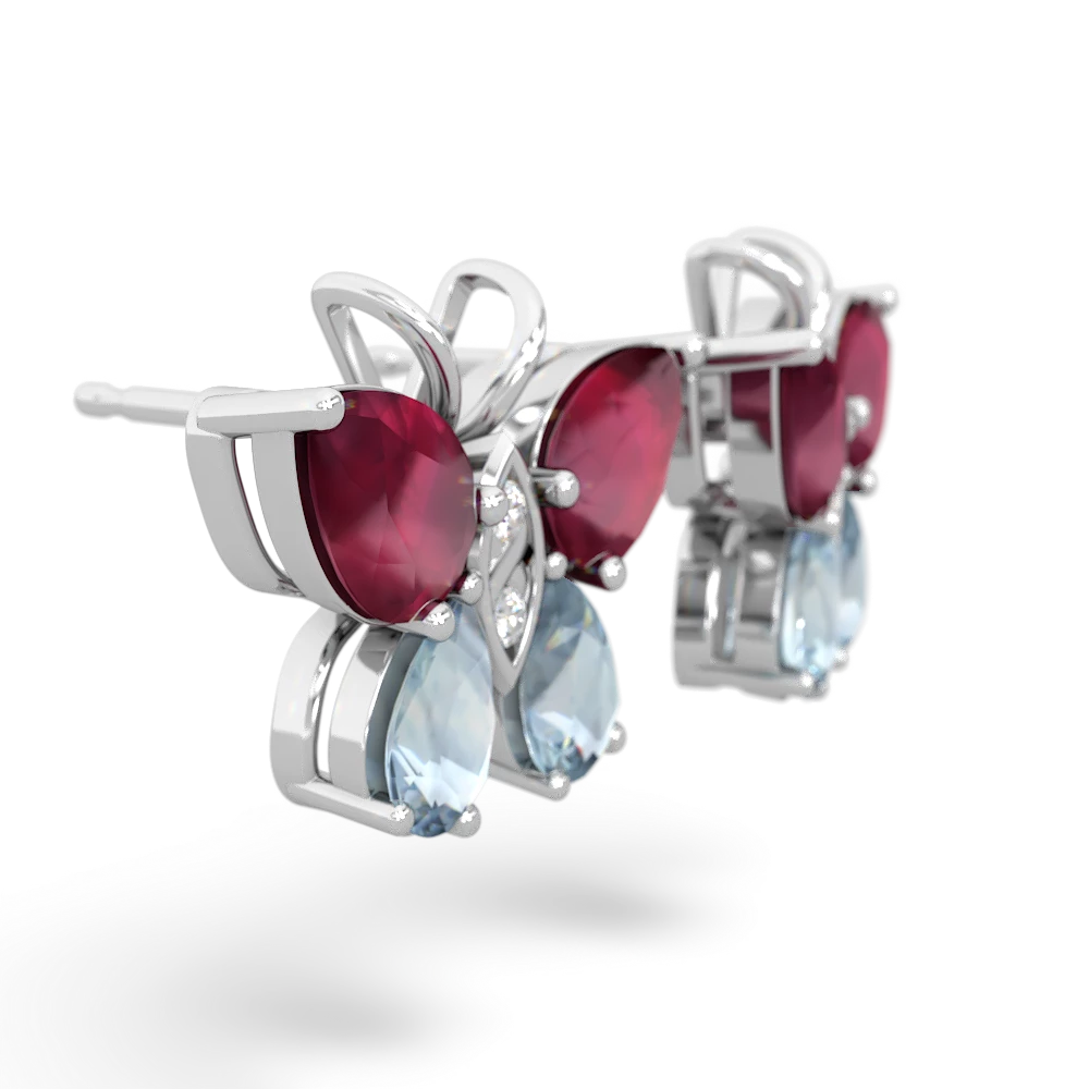 Ruby Butterfly 14K White Gold earrings E2215