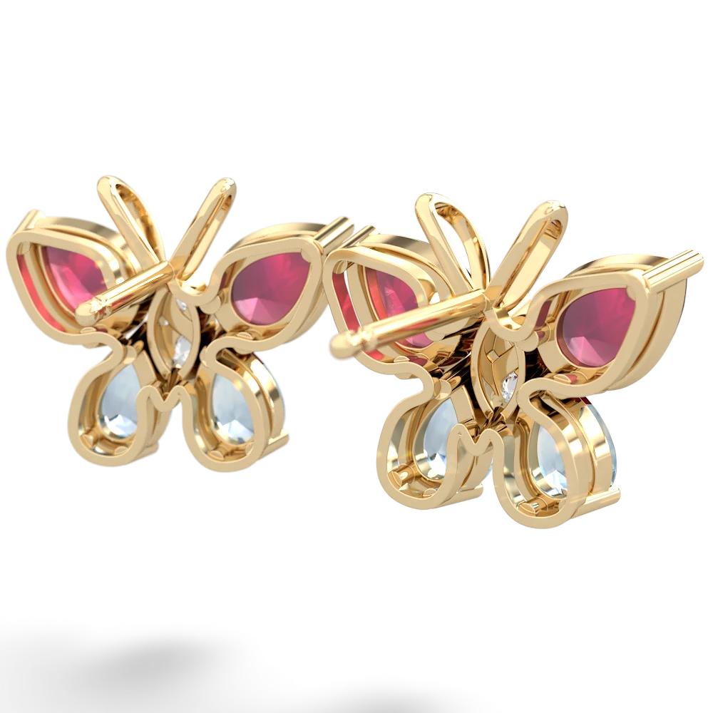 Ruby Butterfly 14K Yellow Gold earrings E2215