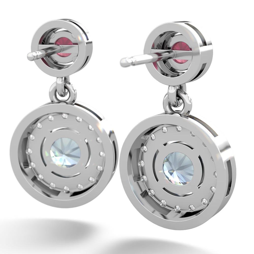 Ruby Halo Dangle 14K White Gold earrings E5319