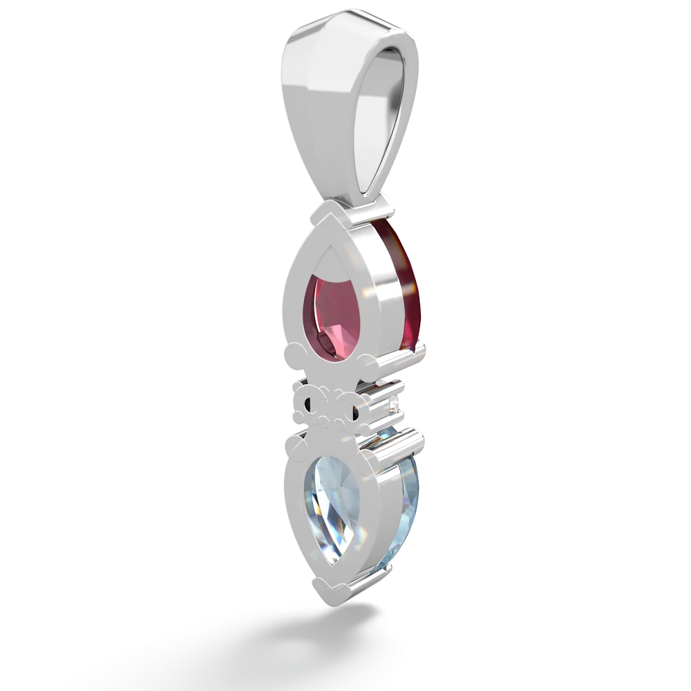 Ruby Bowtie Drop 14K White Gold pendant P0865