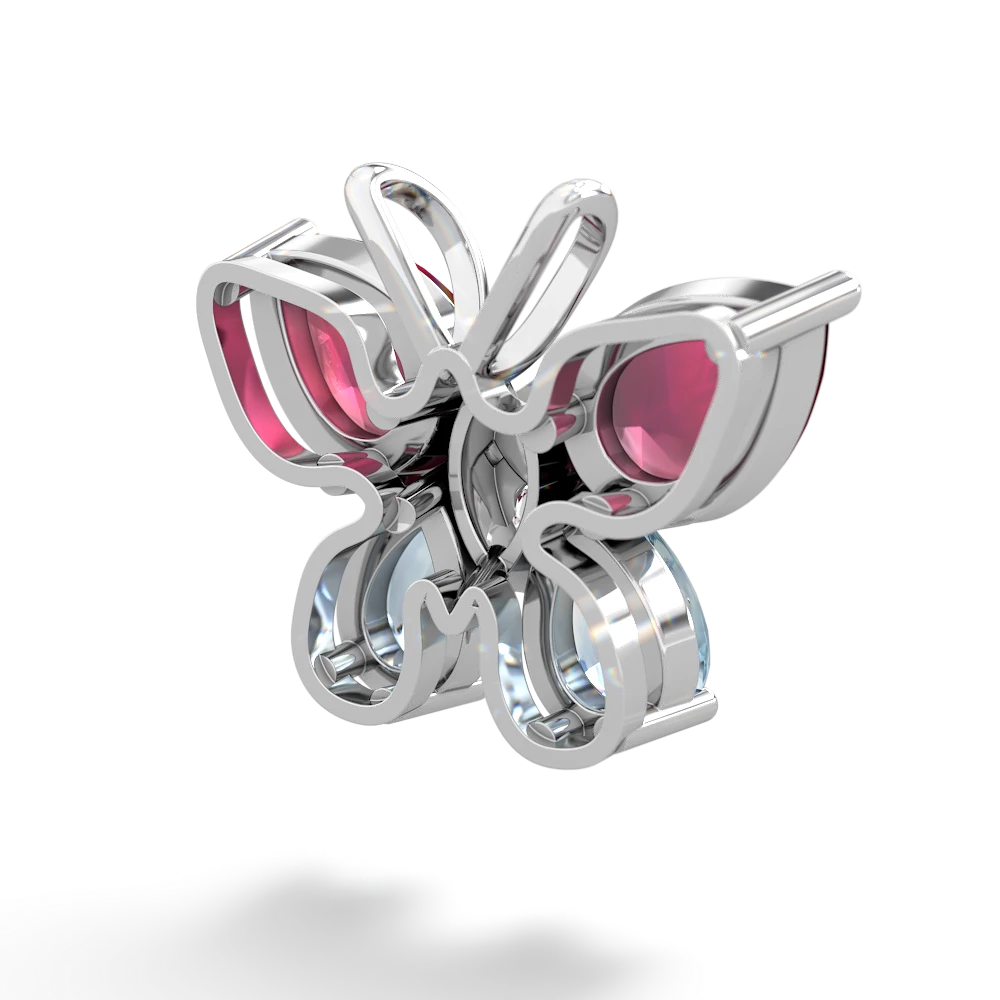 Ruby Butterfly 14K White Gold pendant P2215