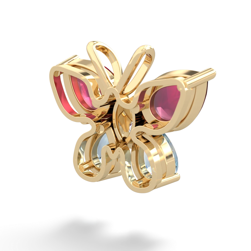 Ruby Butterfly 14K Yellow Gold pendant P2215