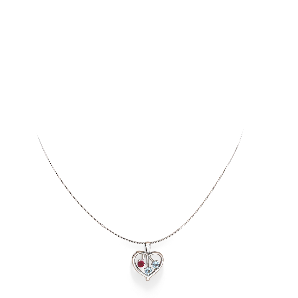 Ruby Glowing Heart 14K White Gold pendant P2233