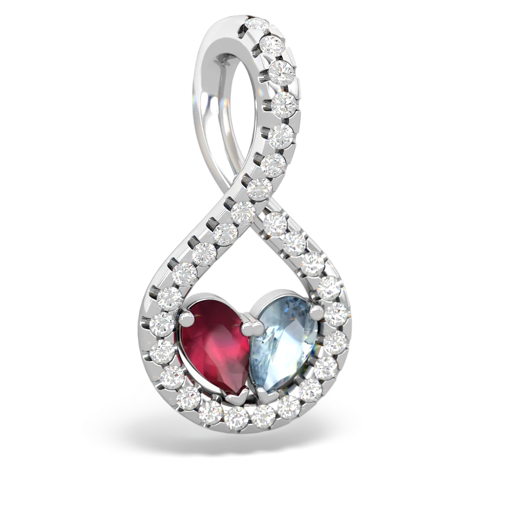 Ruby Pave Twist 'One Heart' 14K White Gold pendant P5360