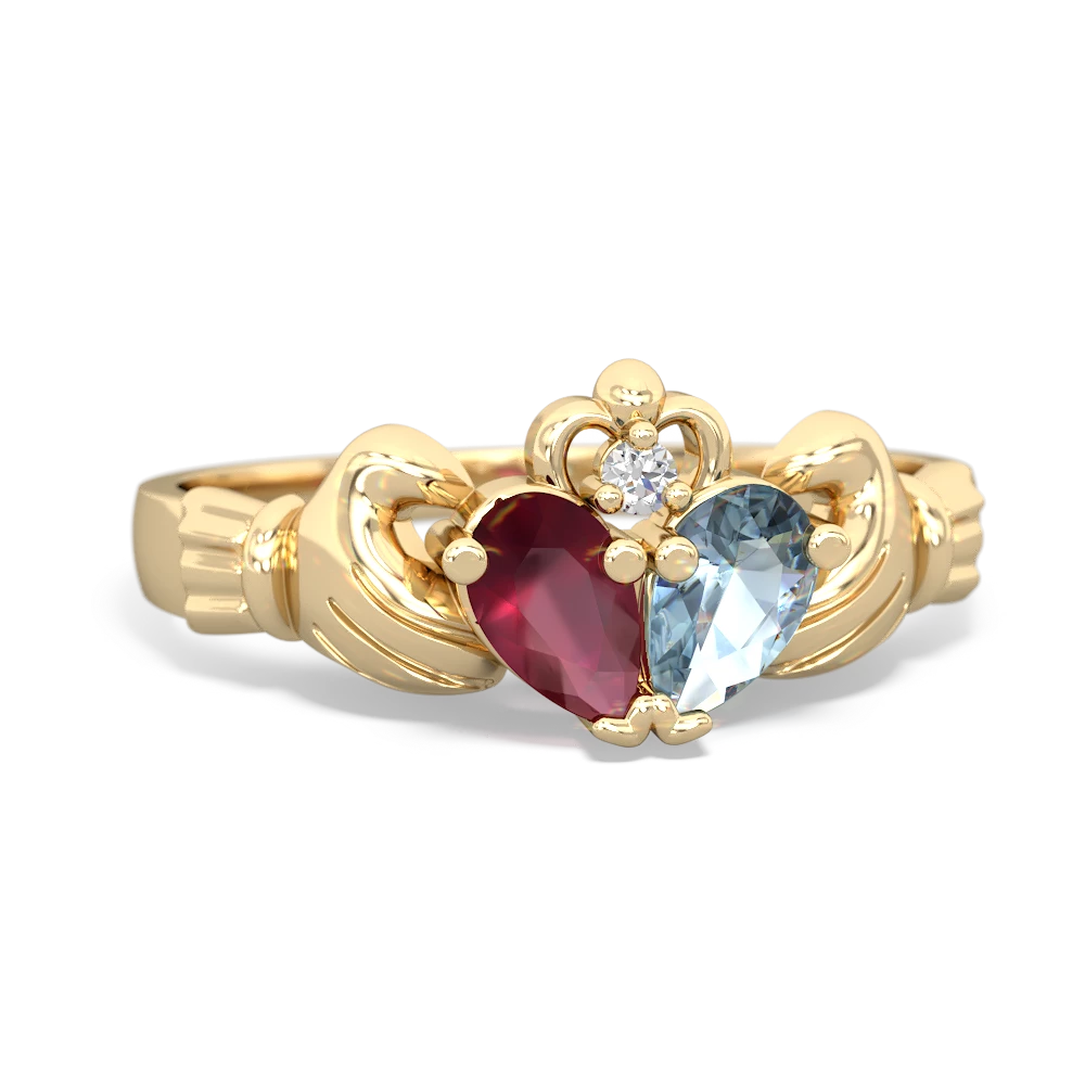 Ruby 'Our Heart' Claddagh 14K Yellow Gold ring R2388