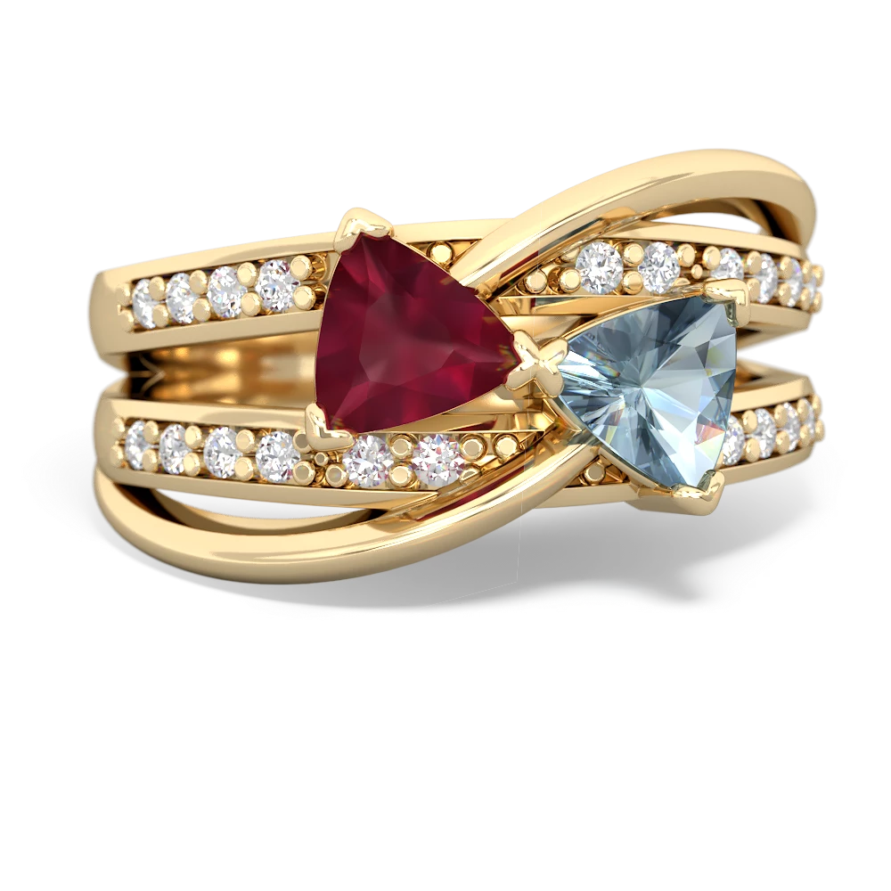 Ruby Bowtie 14K Yellow Gold ring R2360