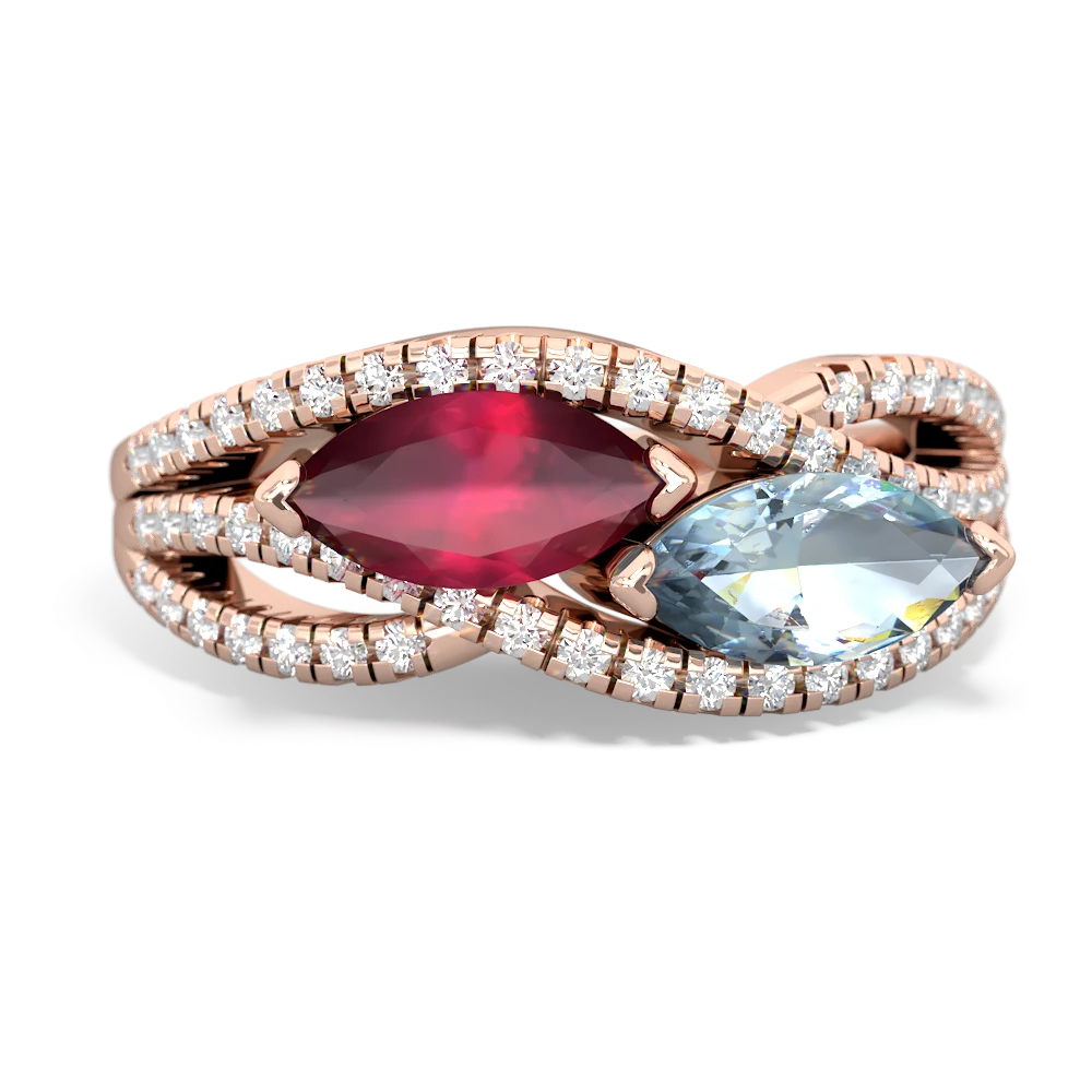 Ruby Diamond Rivers 14K Rose Gold ring R3070