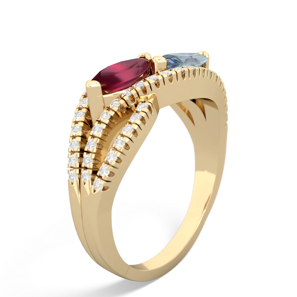 Ruby Diamond Rivers 14K Yellow Gold ring R3070