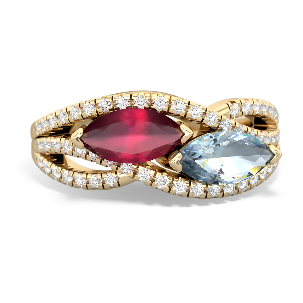 Ruby Diamond Rivers 14K Yellow Gold ring R3070