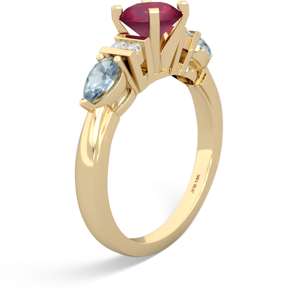 Ruby 6Mm Round Eternal Embrace Engagement 14K Yellow Gold ring R2005