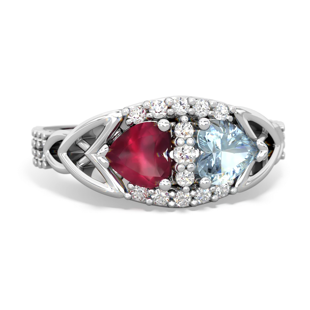 Ruby Sparkling Celtic Knot 14K White Gold ring R2645