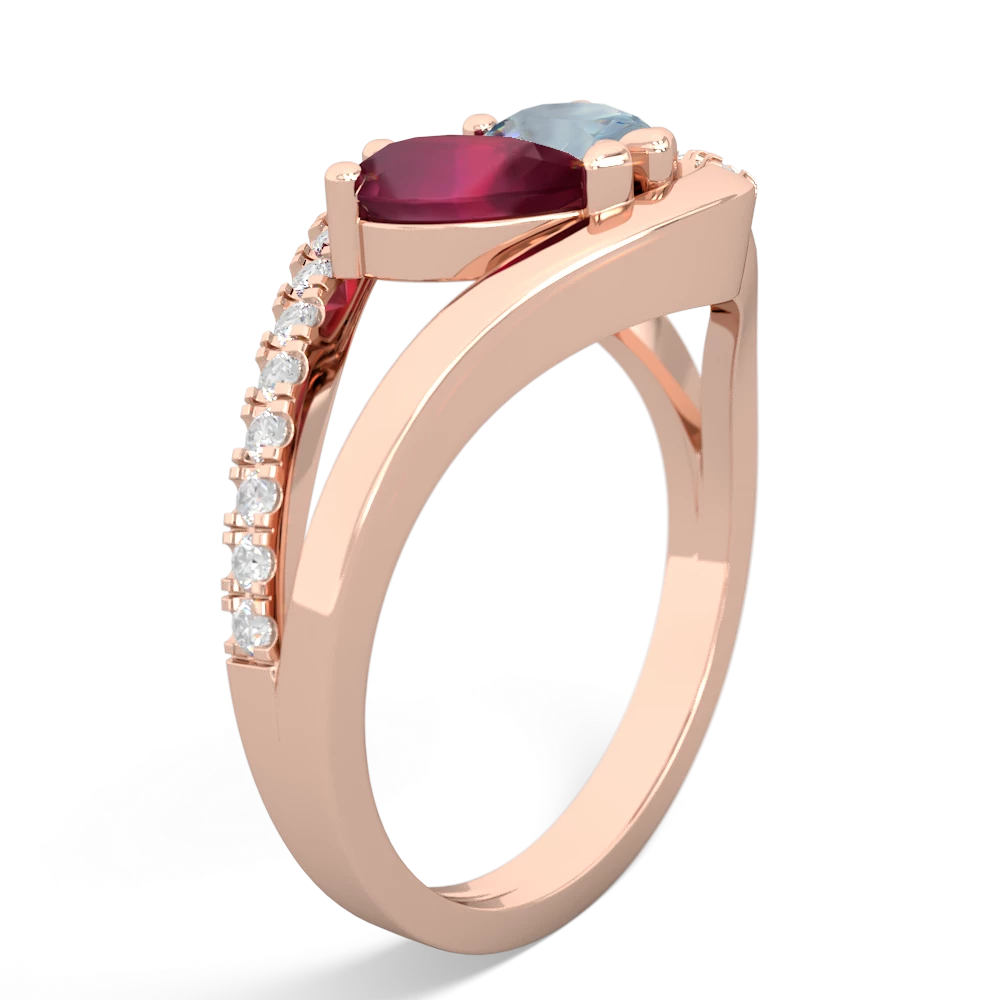 Ruby Nestled Heart Keepsake 14K Rose Gold ring R5650