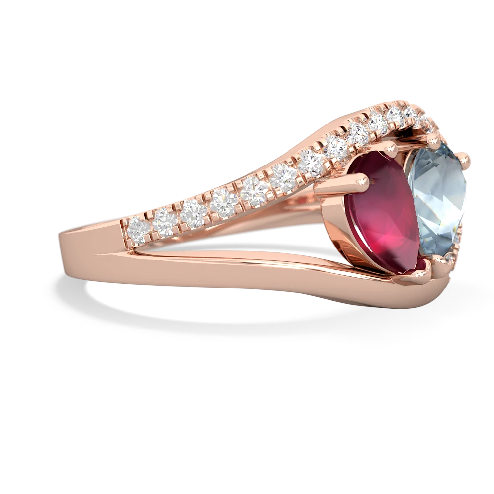 Ruby Nestled Heart Keepsake 14K Rose Gold ring R5650