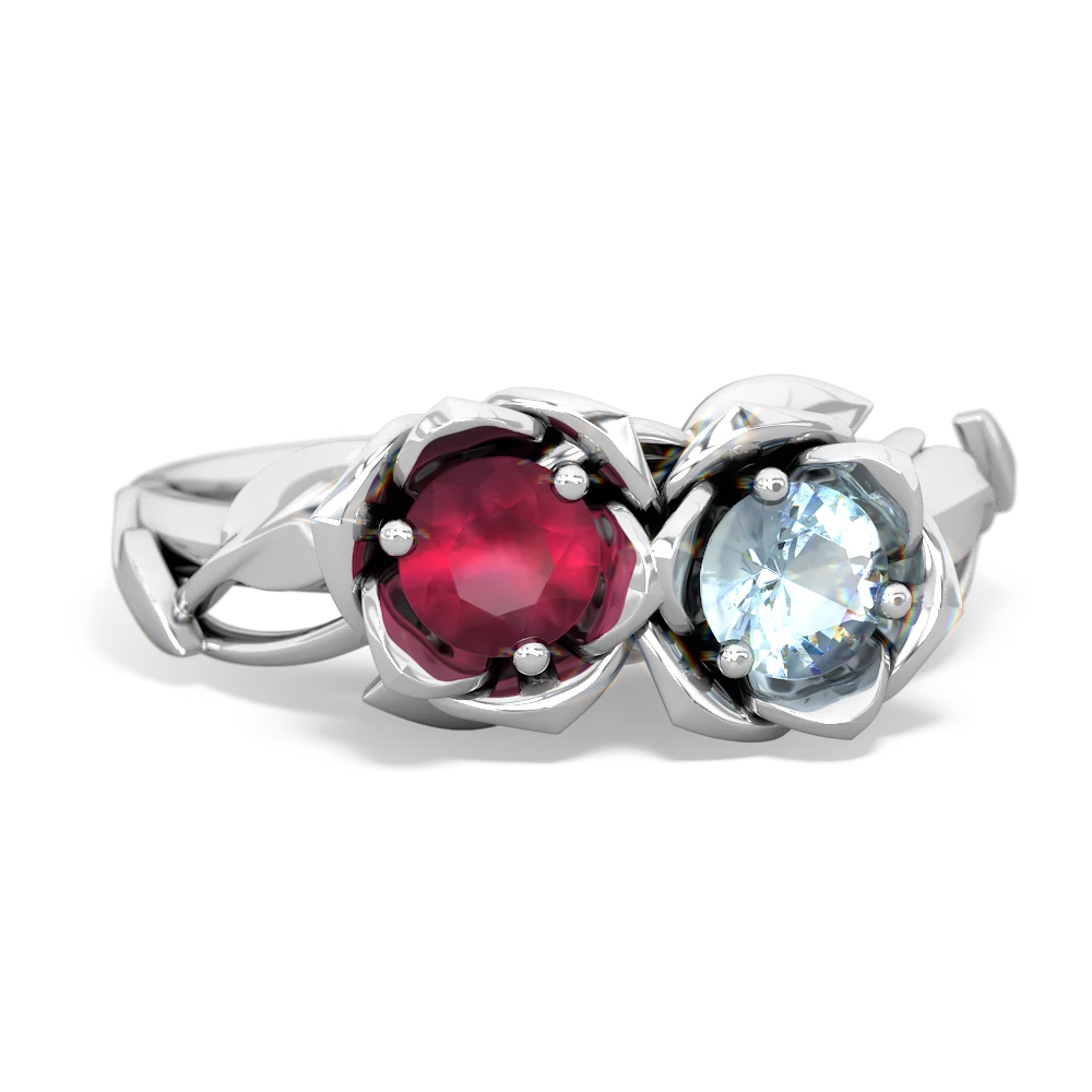 Ruby Rose Garden 14K White Gold ring R5510