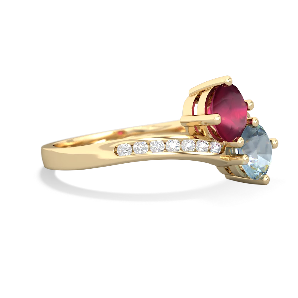 Ruby Channel Set Two Stone 14K Yellow Gold ring R5303