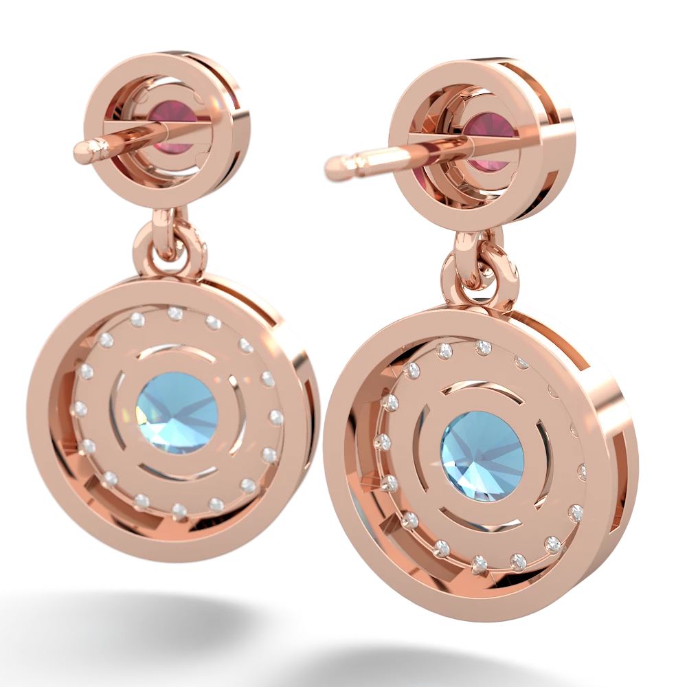 Ruby Halo Dangle 14K Rose Gold earrings E5319