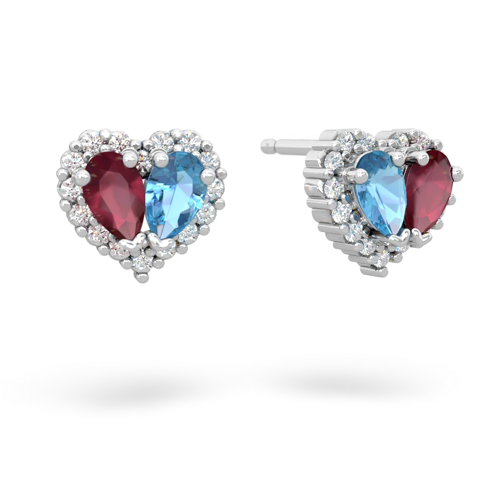 Ruby Halo 14K White Gold earrings E7008