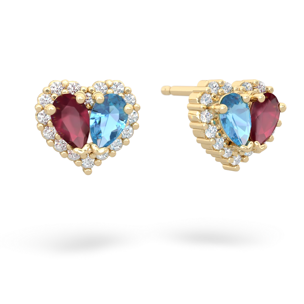 Ruby Halo 14K Yellow Gold earrings E7008