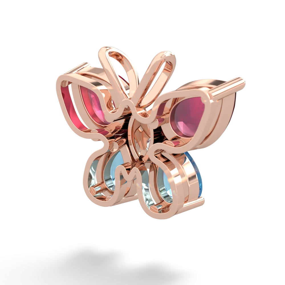 Ruby Butterfly 14K Rose Gold pendant P2215