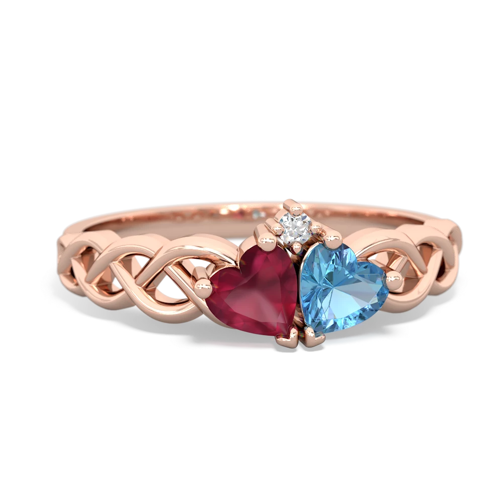 Ruby Heart To Heart Braid 14K Rose Gold ring R5870