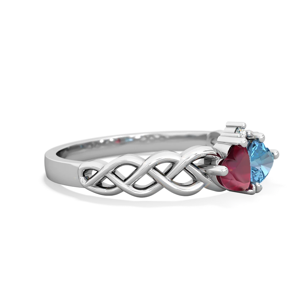 Ruby Heart To Heart Braid 14K White Gold ring R5870