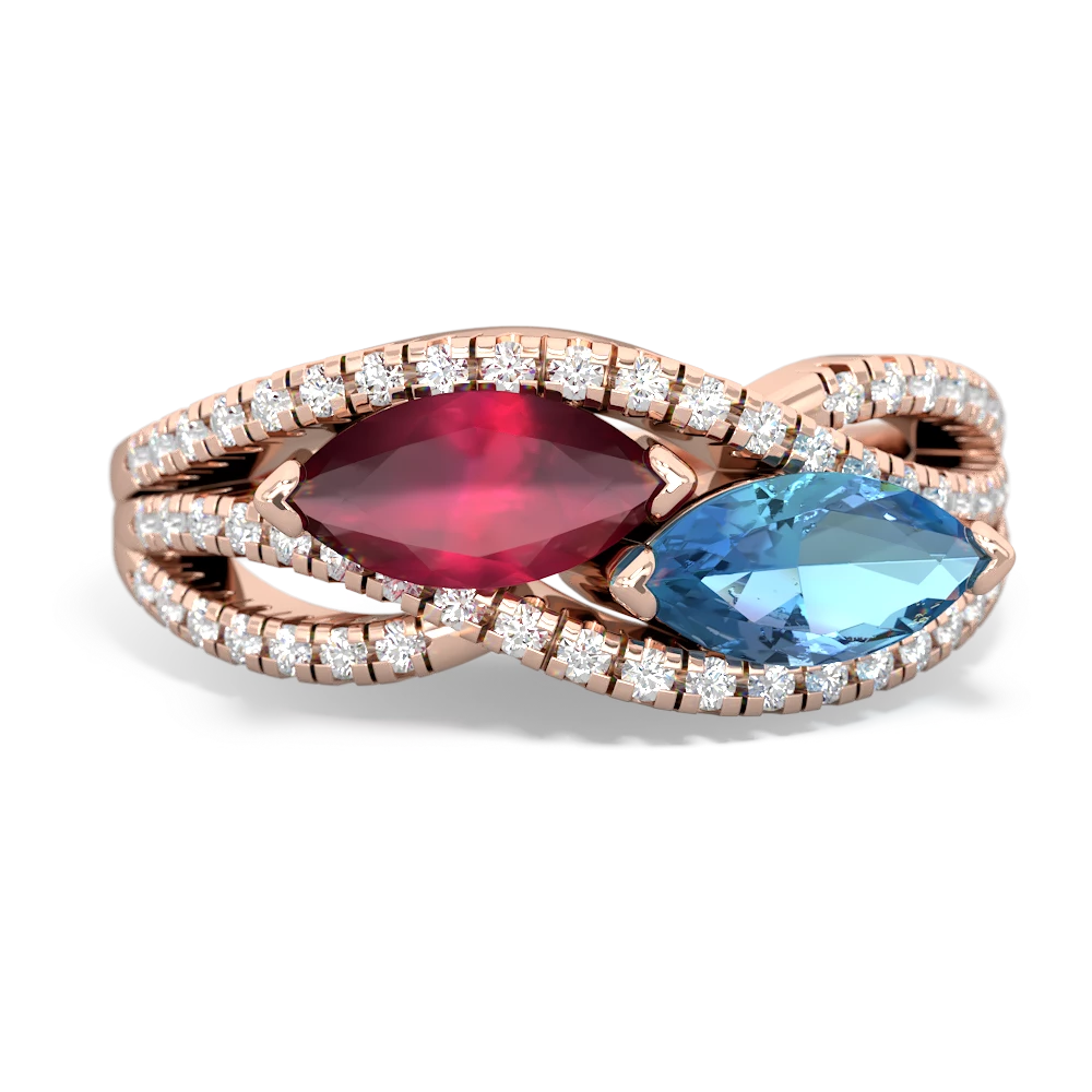 Ruby Diamond Rivers 14K Rose Gold ring R3070