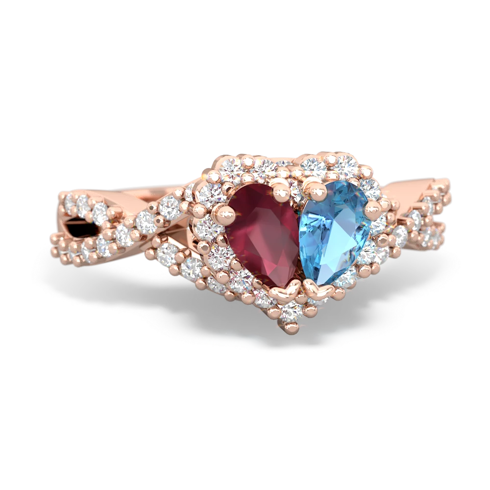 Ruby Diamond Twist 'One Heart' 14K Rose Gold ring R2640HRT