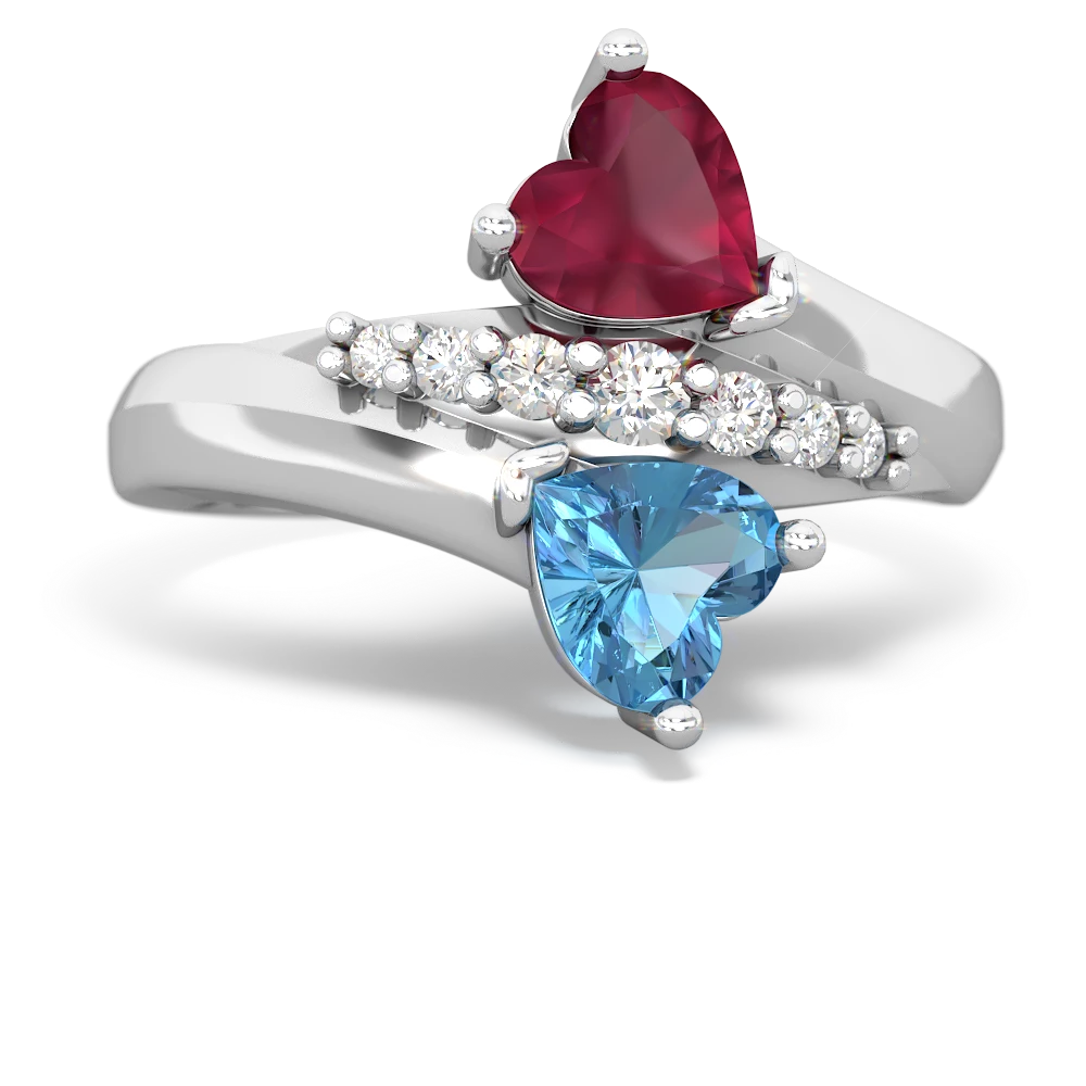 Ruby Heart To Heart 14K White Gold ring R2064