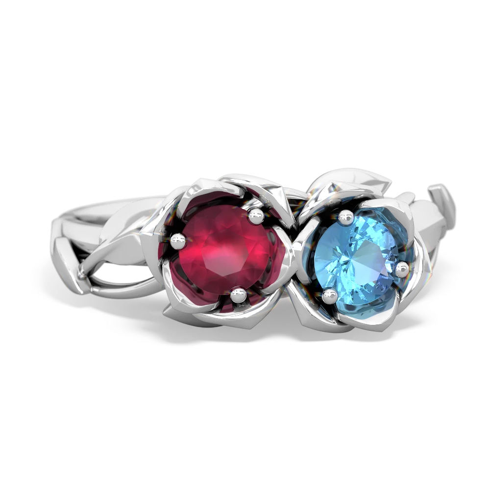 Ruby Rose Garden 14K White Gold ring R5510