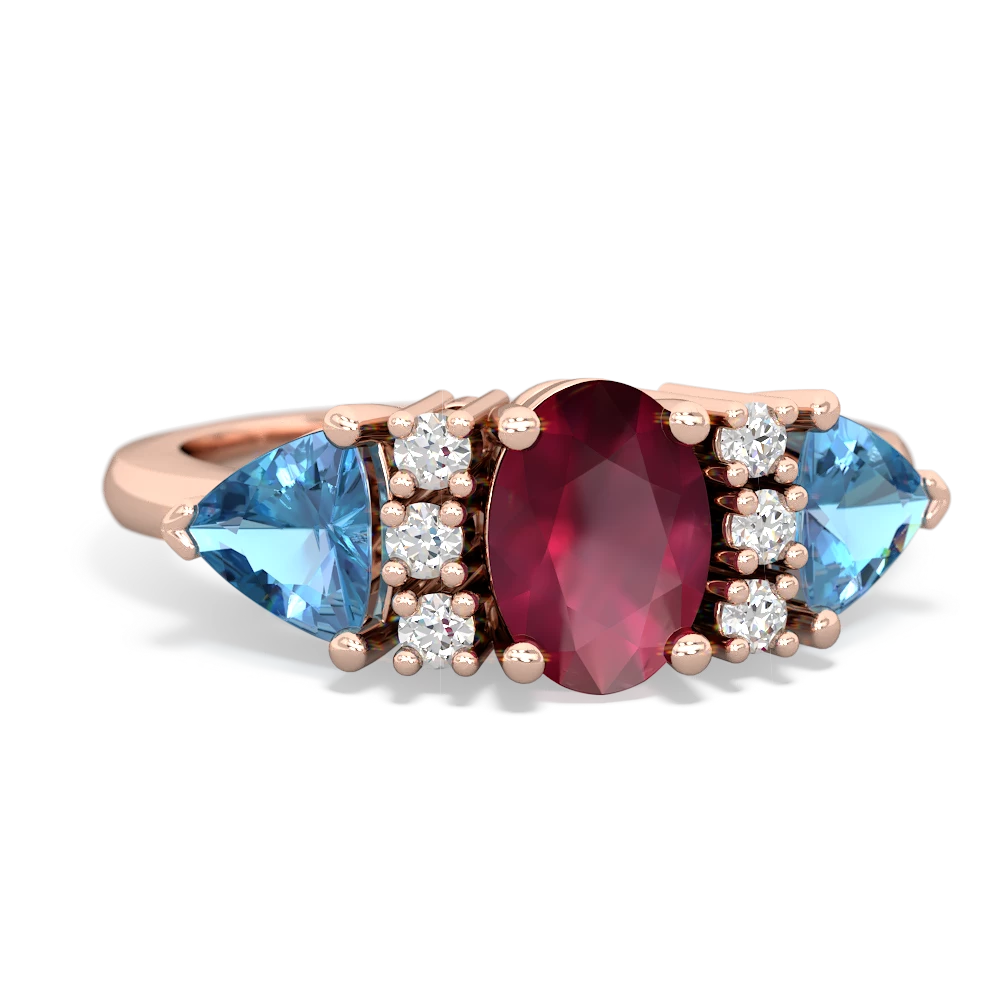 Ruby Antique Style Three Stone 14K Rose Gold ring R2186