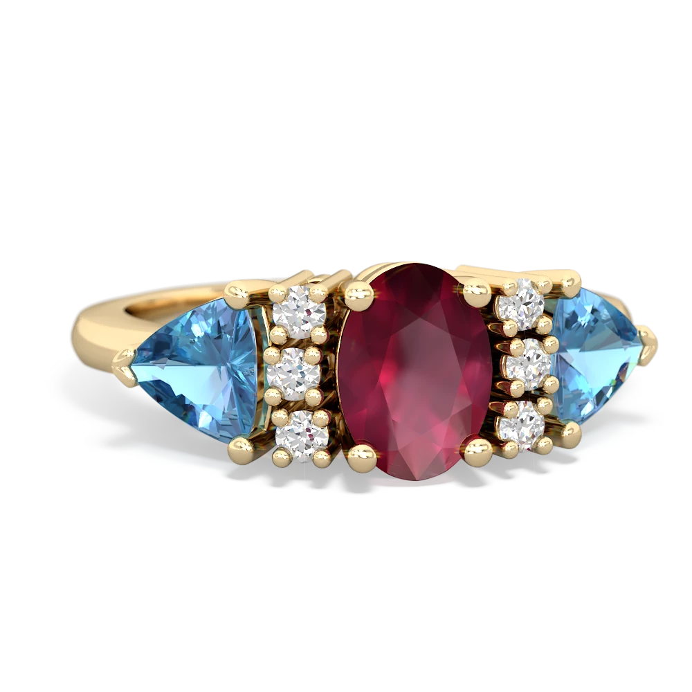 Ruby Antique Style Three Stone 14K Yellow Gold ring R2186